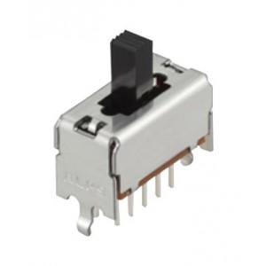 SSSF024800, Переключатель движковый вертикальный две группы (ON-ON-ON), 0.1A 30VDC, высота движка 6мм, 10000циклов