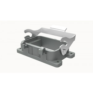 Открытое основание разъема D48B-BK-1L, Основание разъема на панель, открытое, типоразмер 48B, с уплотнителем, с одной защелкой, без защитной крышки, материал корпуса: алюминиевый сплав