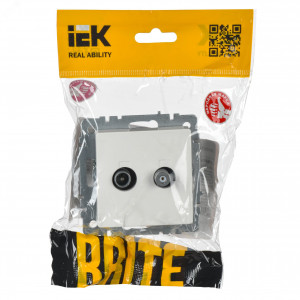 BRITE Розетка двойная TV+SAT РТВ/РСп12-БрБ белый BR-AF20-O-K01