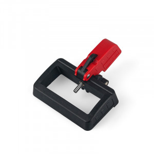 gwrD38, Блокиратор флажковых автоматов малый, нейлон, ширина флажка – до 71 мм, цвет – красно-черный, 1 шт/упак