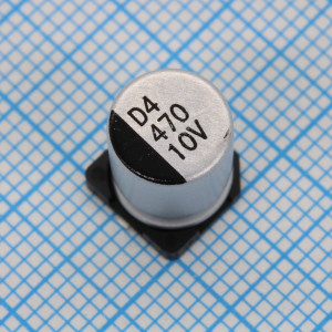 CD010M471F10PKKKV00R, Конденсатор алюминиевый  электролитический 470мкФ 10В ±20% (8 X 10мм) для поверхностного монтажа 0.22Ом 450мА 2000час 105°С лента на катушке