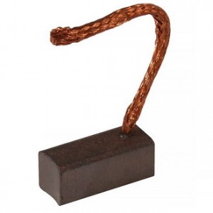 BRUSH-12  CU-C, Щетка медно-графитовая вогнутая для электродвигателя, 7.9х7.7х19.1, медный провод сбоку