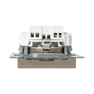 Механизм розетки, 16А, с заземлением, без шторок, шампань Эпика EKF UP1-SOC-110