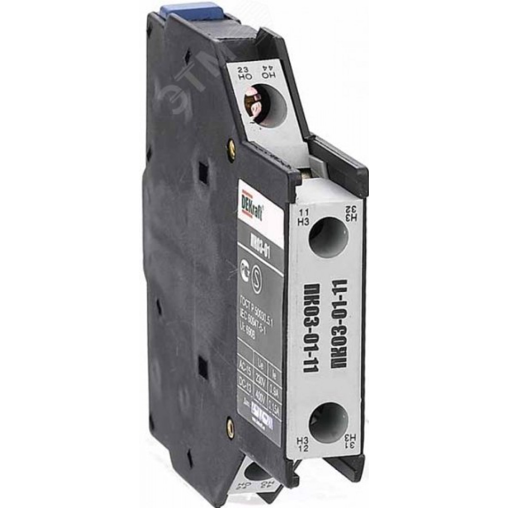 Изображение товара Контактная приставка ПК-03 DEKraft боковое крепление 1НО 1НЗ для электросистем