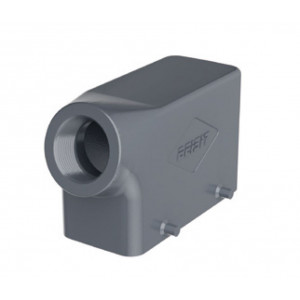 Крышка разъема H16B-SO-4P-M32, Крышка разъема на кабель, типоразмер 16B, без уплотнителя, 1 отверстие с резьбой для кабельных вводов M32x1,5, с боковым расположением, без защелок (упоры для двух защелок), материал корпуса: алюминиевый сплав