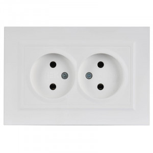 BRITE Розетка 2-местная без заземления без защитных шторок 10А в сборе РС12-2-БрАБ арктический белый IEK BR-R20-10-K91-F