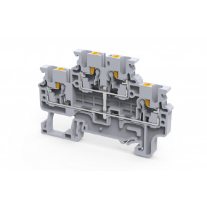 Этажная клемма CPDL2.5(I.S), Этажная клемма, 2 этажа, межэтажное соединение, тип фиксации провода: Push-in, номинальное сечение: 2,5 мм кв., 24A, 1000V, ширина: 5 мм, цвет: серый, тип монтажа: DIN35
