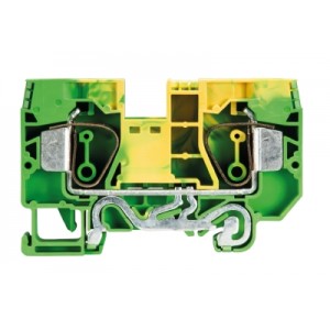 Заземляющая клемма WKFN 16 SL/35, Заземляющая клемма, тип фиксации провода: пружинный, номинальное сечение: 16 мм кв., 1000V, ширина: 12 мм, цвет: желто-зеленый, тип монтажа: DIN35