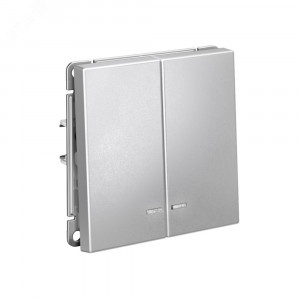 ARTGALLERY 2-клавишный ВЫКЛЮЧАТЕЛЬ с подсветкой, сх.5а, 10АХ, механизм, быстрозажимные клеммы, АЛЮМИНИЙ GAL000353S