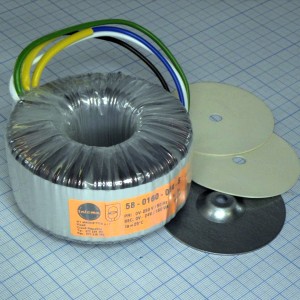 58-0160-024-S, Тороидальный трансформатор 160ВА 230В 24В 6,667A (99x51мм)