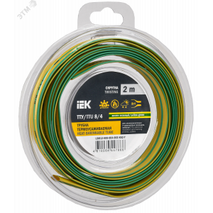 Трубка термоусадочная ТТУ нг-LS 8/4 желт./зел. (уп.2м) UDR12-008-004-002-K52-T