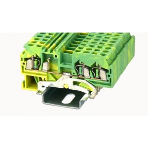 WS2.5-TW-PE-01P-1C-00Z(H), Заземляющая клемма, 3 точки подключения, тип фиксации провода: пружинный, номинальное сечение: 2,5 мм кв., ширина: 5 мм, цвет: желто-зеленый, тип монтажа: DIN35