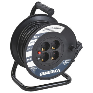 Катушка УК20 с т/з 4 места 2P+PE/20м 3х1,0мм2 WKP10-10-04-20-G