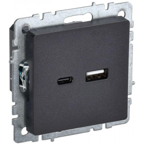 Розетка BRITE USB A+C 18Вт РЮ11-1-БрЧ черн. BR-U22-018-K02