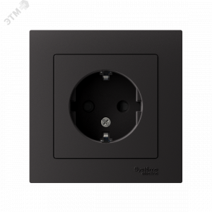 Розетка 1-м СП AtlasDesign 16А IP20 с заземл. защ. шторки в сборе карбон SE ATN001044