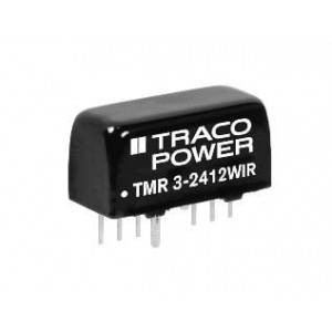TMR 3-2413WIR, Преобразователи постоянного тока в постоянный с изоляцией 3W 9-36Vin 15Vout 200mA SIP8 Iso Reg