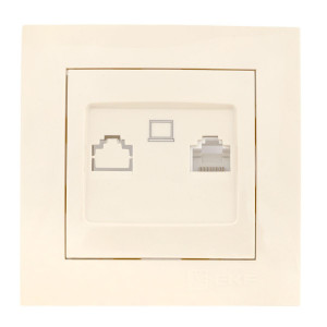 Валенсия розетка компьютерная RJ-45 1-местная кремовая EKF PROxima