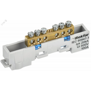 TEKFOR Шина N ноль неизолированная на универсальном держателе 6х9-6-С IEK TF-NN10-06-DL-K07