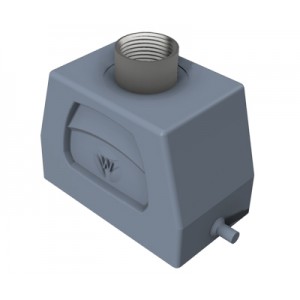 Крышка разъема 71.352.1035.2, Крышка разъема на кабель, типоразмер 10B, без уплотнителя, 1 отверстие с резьбой для кабельных вводов M20x1,5, с резьбовым удлинителем, с верхним расположением, без защелки (упоры под одну защелку), материал корпуса: алюминиевый сплав