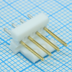 641215-4, Разъем типа провод-плата, вилка прямая, шаг 2.54 мм, 4 контакта. Луженый / монтаж в отверстие