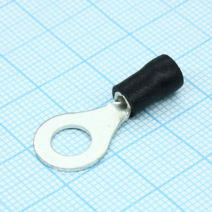 RV2-6  Black, наконечник кабельный кольцевой с изоляцией d=6.4мм, сеч. пров.1.5-2.5мм2