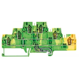 Заземляющая клемма WKFN 2,5 E3/SL/35, Заземляющая этажная клемма, 3 этажа, тип фиксации провода: пружинный, номинальное сечение: 2,5 мм кв., ширина: 5 мм, цвет: желто-зеленый, тип монтажа: DIN35