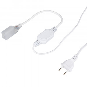 Шнур питания ARL-Power-220V (26x15mm) 021547, Коннектор питания с сетевой вилкой для подключения гибкого неона сечением 26х15 мм с напряжением питания DC230V (встроенный диодный мост AC-DC 230V). Длина провода 1200 мм, 2 коннектора подключения (одноцветный неон)