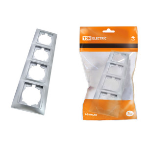 Рамка 4-х постовая вертикальная серебр. металлик "Лама" SQ1815-0235