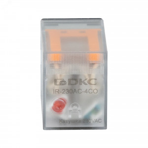 Реле миниатюрное промышленное общего назначения, герметичное IP62, 4CO,ком. ток 5А, AgSnO, напряжение 230V AC, опция: светодиод IR-230AC-4CO