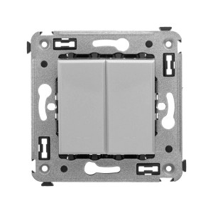 Инвертор двухклавишный в стену, "Avanti", "Закаленная сталь" 4404124