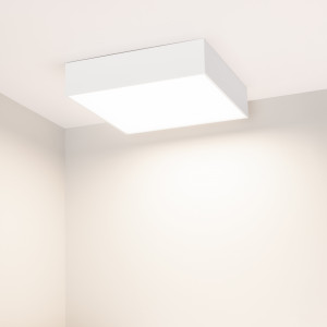 Светильник SP-QUADRO-S250x250-25W Day4000 (WH, 120 deg, 230V) 034785, Накладной светильник. Мощность 25 Вт, св. поток 1440-1900 лм, 76 лм/Вт, дневной 4000 K, CRI>90, угол 120°, напряжение питания 230 В. Белый квадратный корпус из алюминия, экран PC, степень защиты IP40. Размер: длина 250 мм, ширина 250 мм, высота 59 мм. Мон