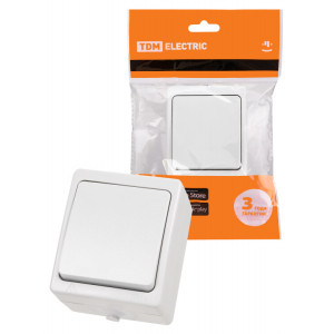 Выключатель 1-кл. открытой установки IP54 10А белый "Вуокса" SQ1803-1001