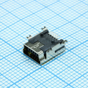 DS1104-BN0SRS, Разъем Mini USB тип B, USB 2.0, розетка, 5 выводов, для поверхностного монтажа