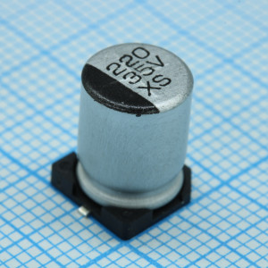 TS13C01V221MJT000R, Конденсатор алюминиевый электролитический SMD 220мкФ 35В ±20% (8х10.5)мм 185мА 2000час 85°C лента на катушке