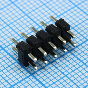 DS1021-2X5SF116-B, Соединитель штыревой, вилка на плату двухрядная прямая 10pin(2x5), шаг 2.54мм