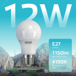 Лампа светодиодная Elementary 12Вт A60 грушевидная 4100К нейтр. бел. E27 1150лм 23222