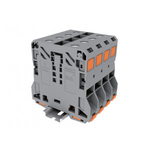 Проходная клемма TAPO50-2-GY, Проходная клемма, тип фиксации провода: пружинный, номинальное сечение: 50 мм кв., 150A, 1000V, ширина: 20 мм, цвет: серый, тип монтажа: DIN35