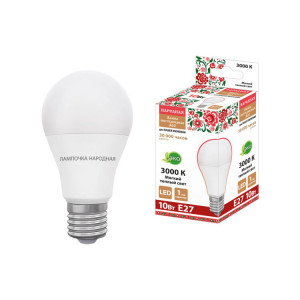 Лампа светодиодная НЛ-LED230-A60-10 Вт-230 В-3000 К-Е27, (60х106 мм), Народная SQ0340-1626