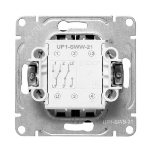 Механизм выключателя, двухклавишный, проходной, ч-рный Эпика EKF UP1-SWB-21