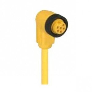 RKW 40-839/10M, Кабели для датчиков / Кабели для приводов Mini 7/8 inch single-ended cordsets, female right angle, 4-poles with internal threads and yellow TPE (TC-ER) 16 gauge molded cable, US color code.