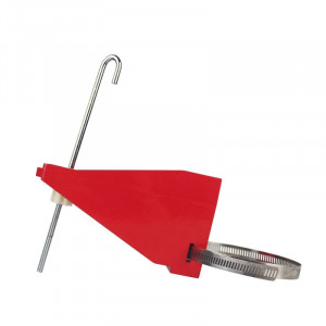 gwrF09, Блокиратор шарового вентиля с крюком большой, цинковый сплав и сталь, внешний диаметр трубы – от 78 до 140 мм, 163х56х186 мм, цвет – красный, 1 шт/упак