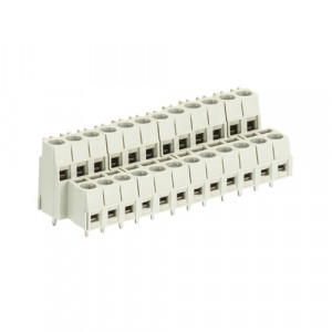 Клемма 8192 E/12/24, Клемма, 2 этажа, горизонтальный подвод кабеля, на плату, шаг: 5.0 мм, 24 полюса, фиксация провода винтовая, исполнение: с маркировкой, 300V, 10A, цвет: серый