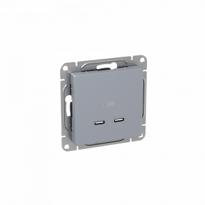 Механизм розетки USB-C - 2шт, алюминий Эпика EKF UP1-SOA-2USBC