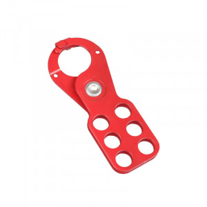 gwrK23, Множитель замковый стальной с полимерным покрытием и ограничителями, диаметр затвора – 25 мм, ширина фиксатора – 8 мм, 115х40 мм, цвет – красный, 1 шт/упак