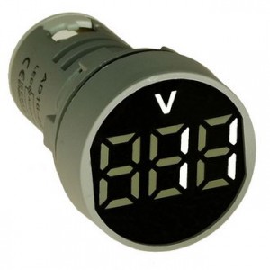 DMS-101, Цифровой LED вольтметр AC 20-500В, белый, установка на панель в отв d=22мм