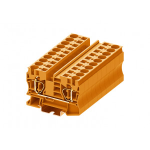 Проходная клемма TC10-2-OG, Проходная клемма, тип фиксации провода: пружинный, номинальное сечение: 10 мм кв., 57A, 1000V, ширина: 10,2 мм, цвет: оранжевый, тип монтажа: DIN35