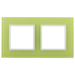 14-5102-26 Рамка на 2 поста, стекло, Elegance, лайм+бел (5/50/1200) Б0034498