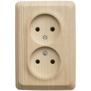 ЭТЮД O/У двойная угловая РОЗЕТКА без заземления без шторок 16А, СОСНА, Россия PA16-105D