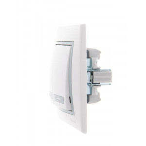 Выключатель 2-кл. СП Mira 10А IP20 с сер. вставкой бел. 701-0215-101