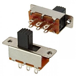 KBB40-2P2W ON-ON, Переключатель движковый вертикальный (ON-ON) 0.5А 250В 0.5А высота движка 6.9мм 10000циклов, навесной монтаж